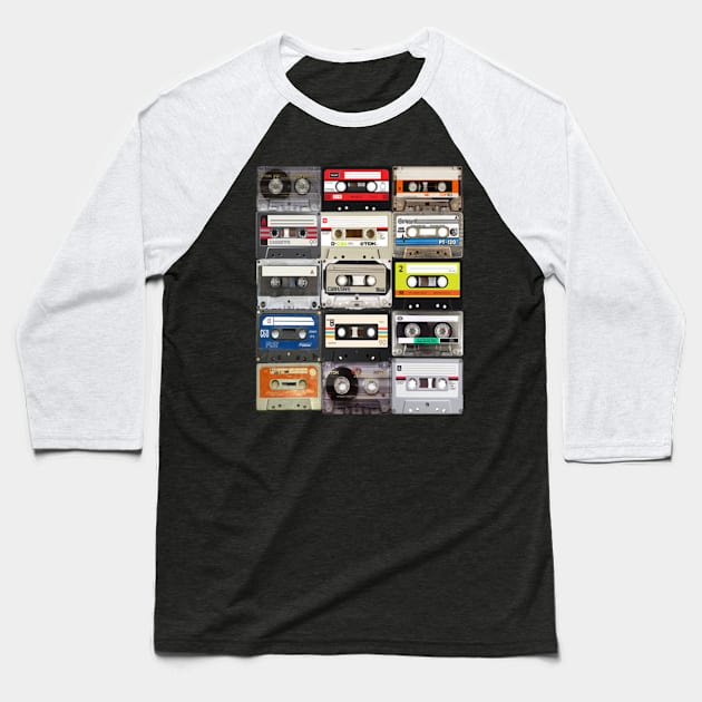 Retro Cassette Tapes Shirt Baseball T-Shirt by APOCALYPTIK